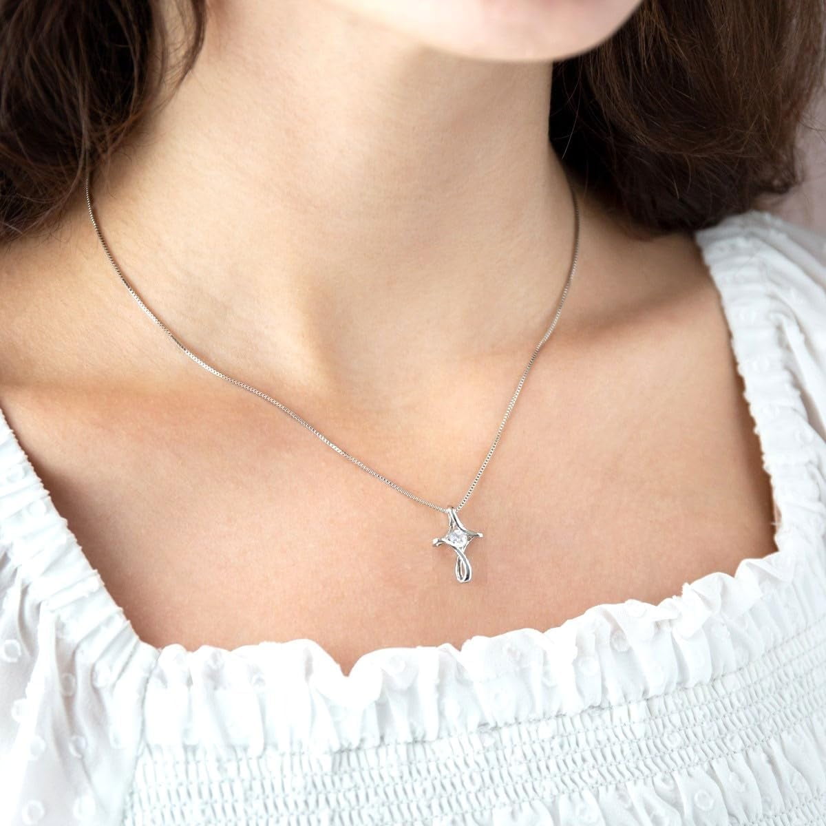 S925 Sterling Silver Cross Necklace for Women, First Communion Gifts, Holy communion, Baptism, Confirmation Gifts