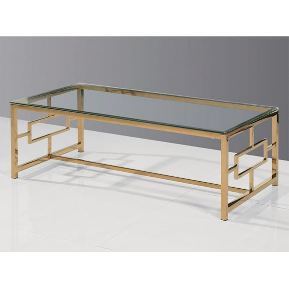 K-Living Kween Coffee Table With Clear Glass Top & Gold Polished Stainless Steel Base