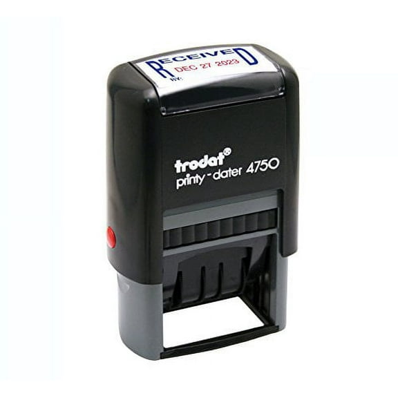 Trodat Printy 4750 Economy Stamp, Dater, Self-Inking, 1 5/8 x 1 Inches, Blue/Red