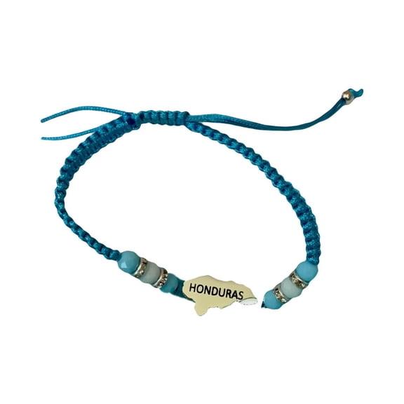 Honduran Bracelet with Country Map – Adjustable Unisex Honduras Wristband for Men and Women - 3Pcs (2 Blue 1 White)