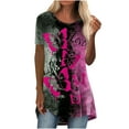 thumbnail image 1 of Blusa de manga corta con estampado de cuello redondo informal para mujer a la moda, Tops de verano Fridja ghk4111, 1 of 5