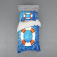 thumbnail image 2 of Ambesonne Ocean Bedding Set 4 Pcs, Palm Tree Island Octopus, Queen, Blue Orange White, 2 of 3