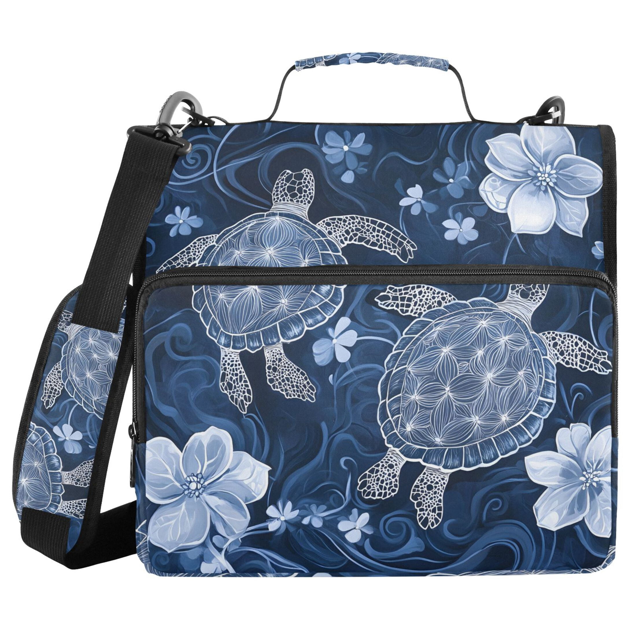 ALAZA Zipper Binder Turtle Flowers-b1 3 Ring Trapper Keeper File Folder Organizer Bag