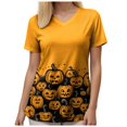 thumbnail image 3 of enyan Women's Halloween Shirts Pumpkin T-Shirt Gift Spooky Graphic Tees Short Sleeve Fall Tops Women’s Halloween Shirt(Gold,XXL), 3 of 7