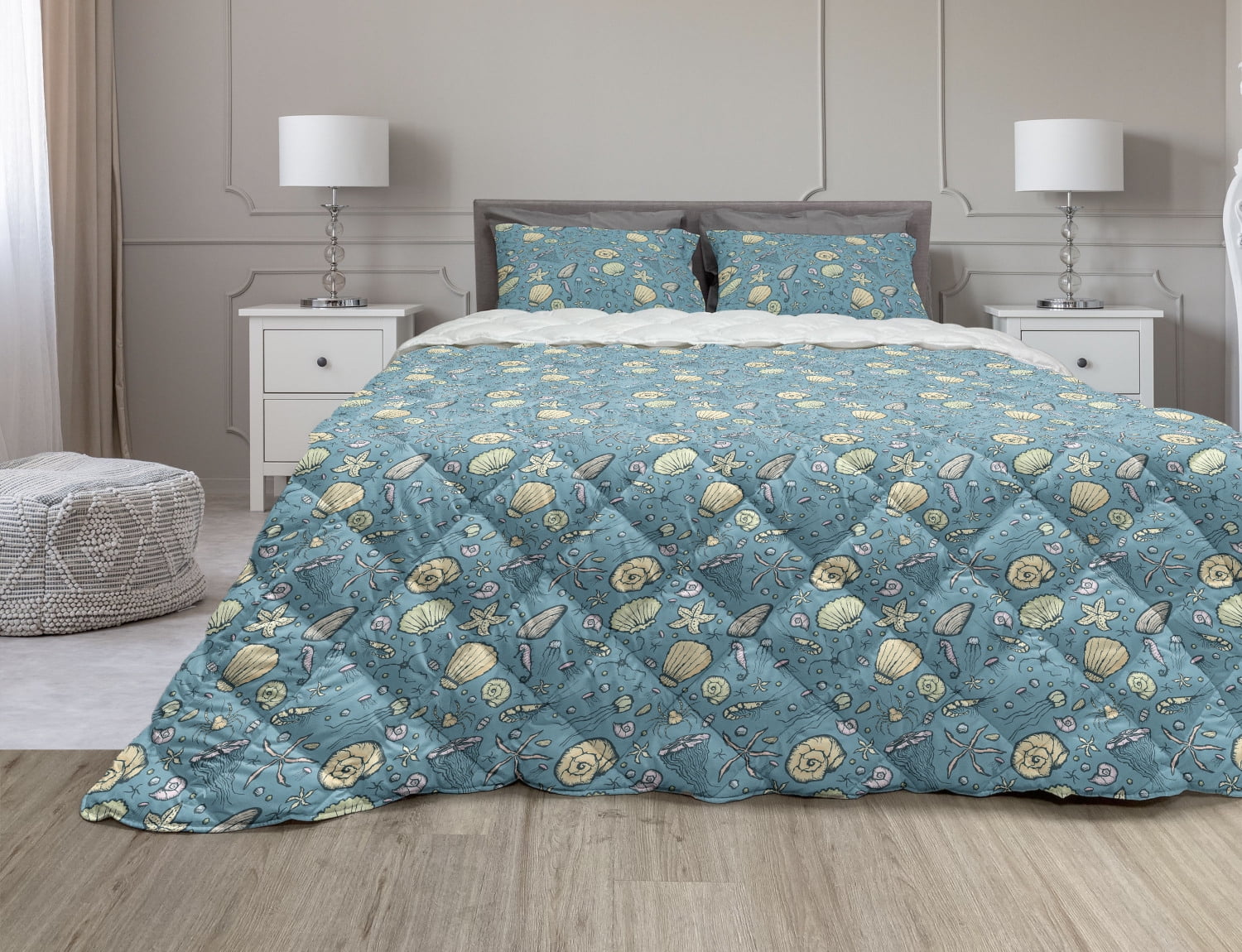 Under the Sea Comforter & Sham Bedding Set, Summer Beach Theme with
