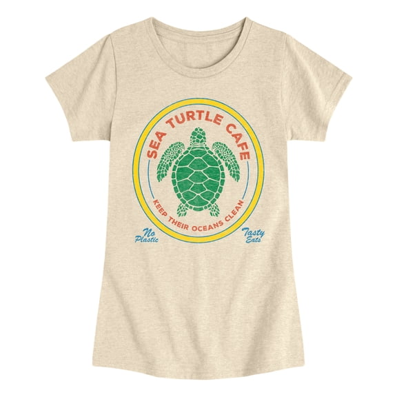 Instant Message - Sea Turtle Cafe Fitted Short Sleeve Graphic T-Shirt