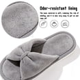 thumbnail image 3 of Knivor Open Toe Bow House Slippers for Women Soft Coral Fleece Non Slip Flat Indoor Slide Slippers for Bedroom Lounge, 3 of 9