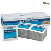 Wipes - Sterile Prep Pads, Antiseptic Swab Pads, 2-Ply Cotton 70% Isopropyl Individually Wrapped Box of 500