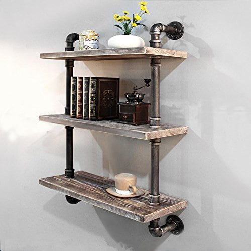 WGX Reclaimed Wood and Metal Bookcase 3-Shelves with Wheels 