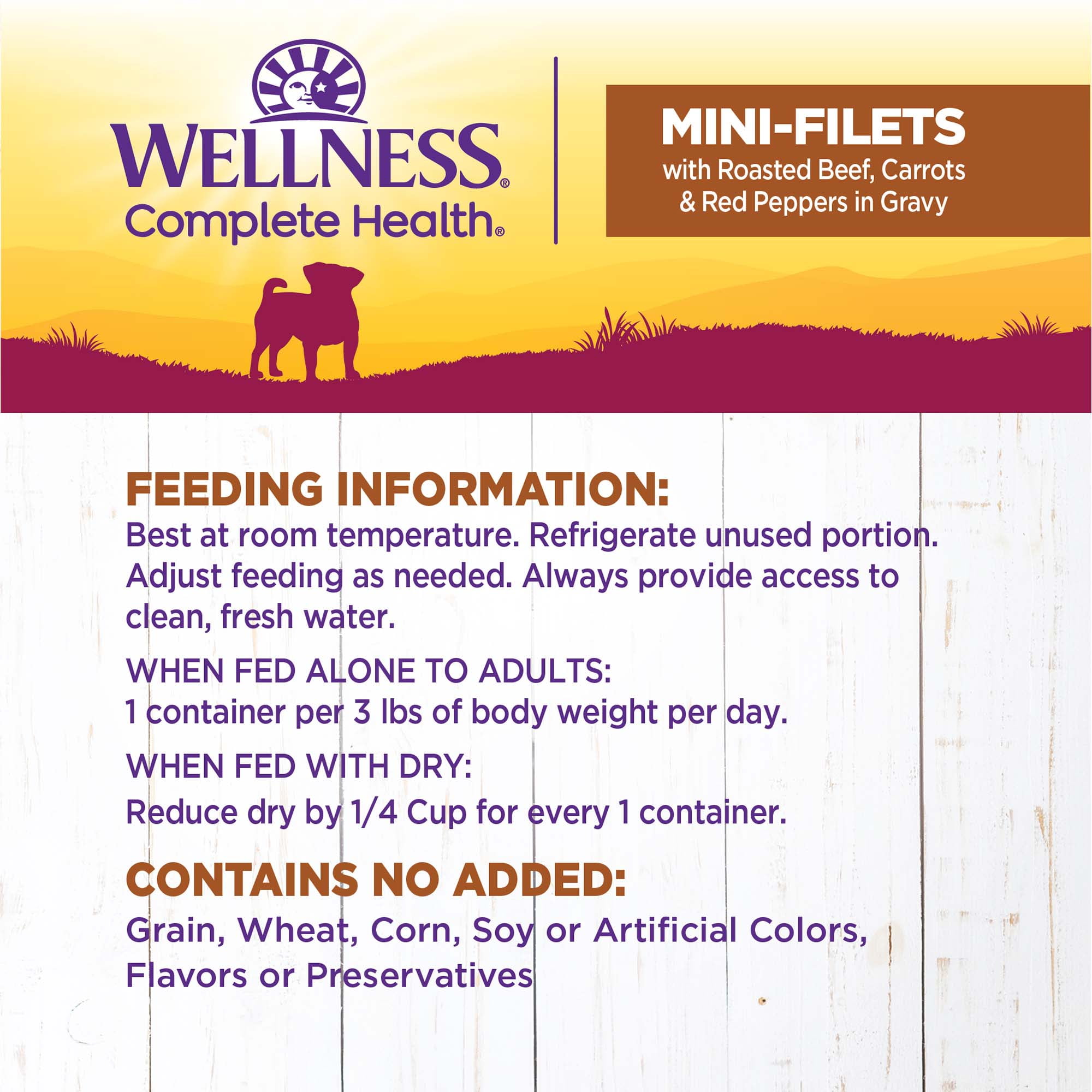 Wellness Petite Entrées Mini Fillets Grain Free Natural Wet Small Breed Dog Food, Roasted Beef, Carrots & Red Peppers, 3-Ounce Cup (Pack of 24)