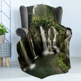 thumbnail image 4 of Waterfall Soft Flannel Fleece Throw Blanket, Circled Waterfalls in Crotia Europe with a Rustic Wood Bridge Aside, Cozy Plush for Indoor and Outdoor Use, 50" x 70", Green and Brown, by Ambesonne, 4 of 5