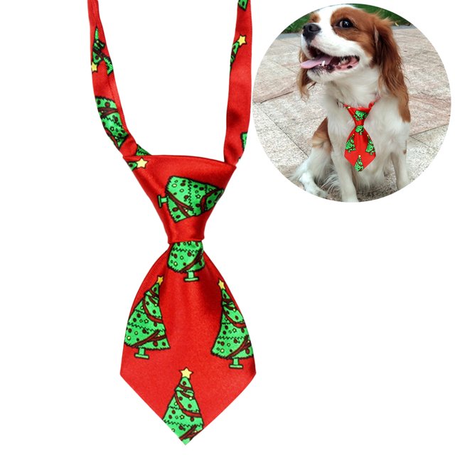 Cravate de Noël pour Animaux de Compagnie Ajustable Mignonne Imprimée Dessin Animé Collier pour Animaux de Compagnie