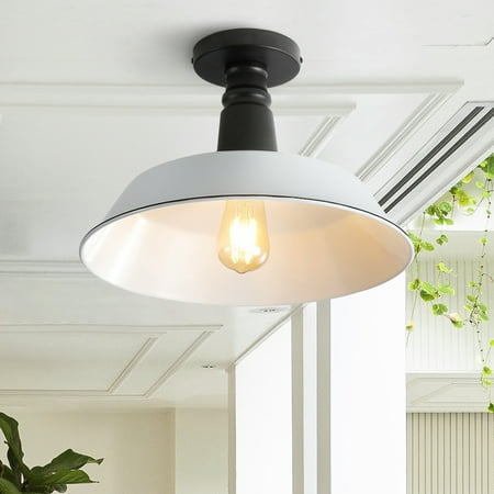 

JONATHAN Y 1-Light Classic Industrial Indoor/Outdoor Iron LED Semi Flush Mount