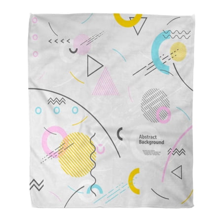 SIDONKU Throw Blanket Warm Cozy Print Flannel Pink Pattern Abstract Modern Geometric Colorful Circle Comfortable Soft for Bed Sofa and Couch 58x80 Inches