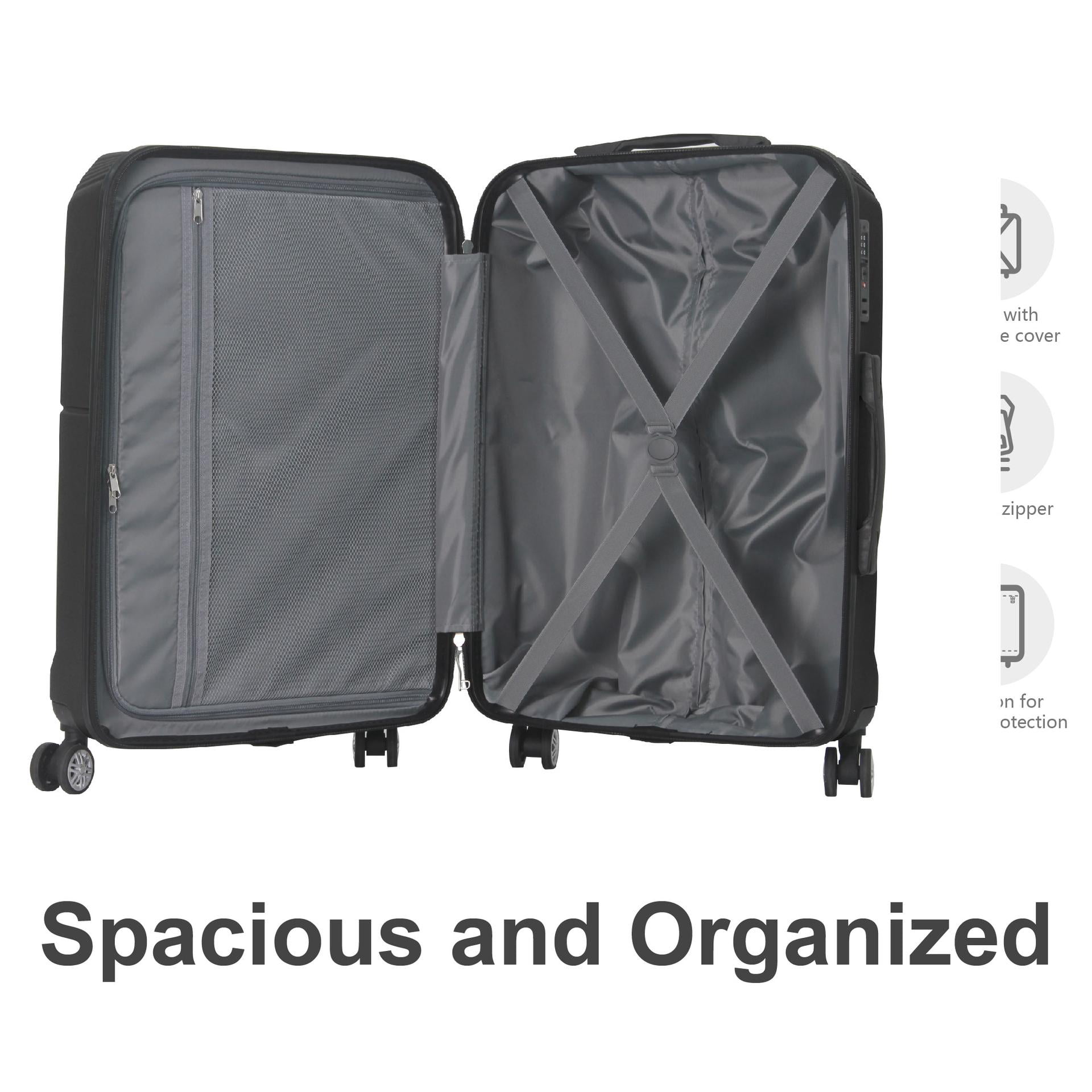 3pc Hardshell Luggage Set with TSA Lock, Lightweight ABS Spinner Suitcase with Multi-Position Handle 20" 24" 28"