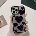 thumbnail image 5 of Compatible with iPhone 14 Pro Max Bling Case Glitter 3D Love Heart Electroplating Glossy Gradient Shiny Clear Cute Luxury Fashion Unique Shockproof Protection Cover for Women Girls Black, 5 of 6