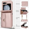 thumbnail image 3 of Allytechgroup Galaxy Z Flip 6 Wallet Case, Stylish Practical Protective Premium PU Leather Cards Slots Hand Wrist Crossbody Strap Phone Case for Samsung Galaxy Z Flip 6, Rosegold, 3 of 6