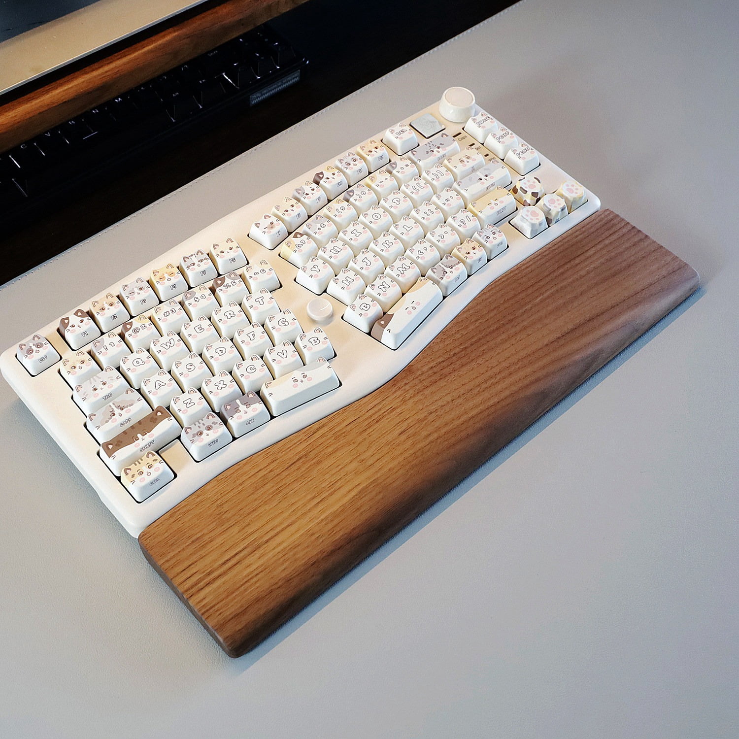 Walnut Wood Keyboard Wrist Rest for Leobog A75, Ergonomic Hand & Wrist Support Pad for Office & Gaming Desk Setup