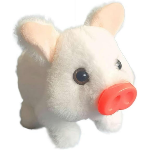 Realistic Walking & Mouth-Moving Pig Plush Toy | My Cute Pet Piggy Stuffed Animal | Perfect Birthday Gift for Kids Boys & Girls(White Pig -1PCS)