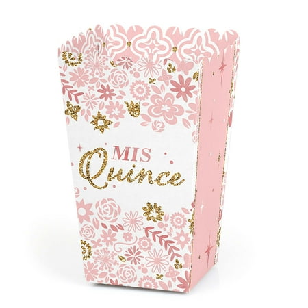 

Mis Quince Anos - Quinceanera Sweet 15 Birthday Party Favor Popcorn Treat Boxes - Set of 12