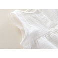 thumbnail image 7 of Little Girl Clothes Cotton Linen Sleeveless Ruffle Tank Tops Smocked Shorts Sets (White 3-4 Years), 7 of 7