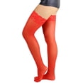 thumbnail image 3 of ToBeInStyle Women's Sheer Nylon Thigh High With Seamless Lace Top, 3 of 5