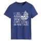 thumbnail image 4 of Camiseta de manga corta para mujer, estilo casual, de moda, cuello redondo, talla XL, estilo retro azul con estampado blanco, 4 of 6
