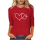 thumbnail image 2 of Xuyuer Women's Valentine 3/4 Sleeve Round Neck Shirt Funny Love Heart Graphic Tee Casual Couple Top Blouse, 2 of 5