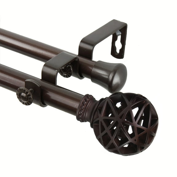 Domovina Ginny 13/16-inch Double Curtain Rod-Color:Cocoa,Size:120-170"