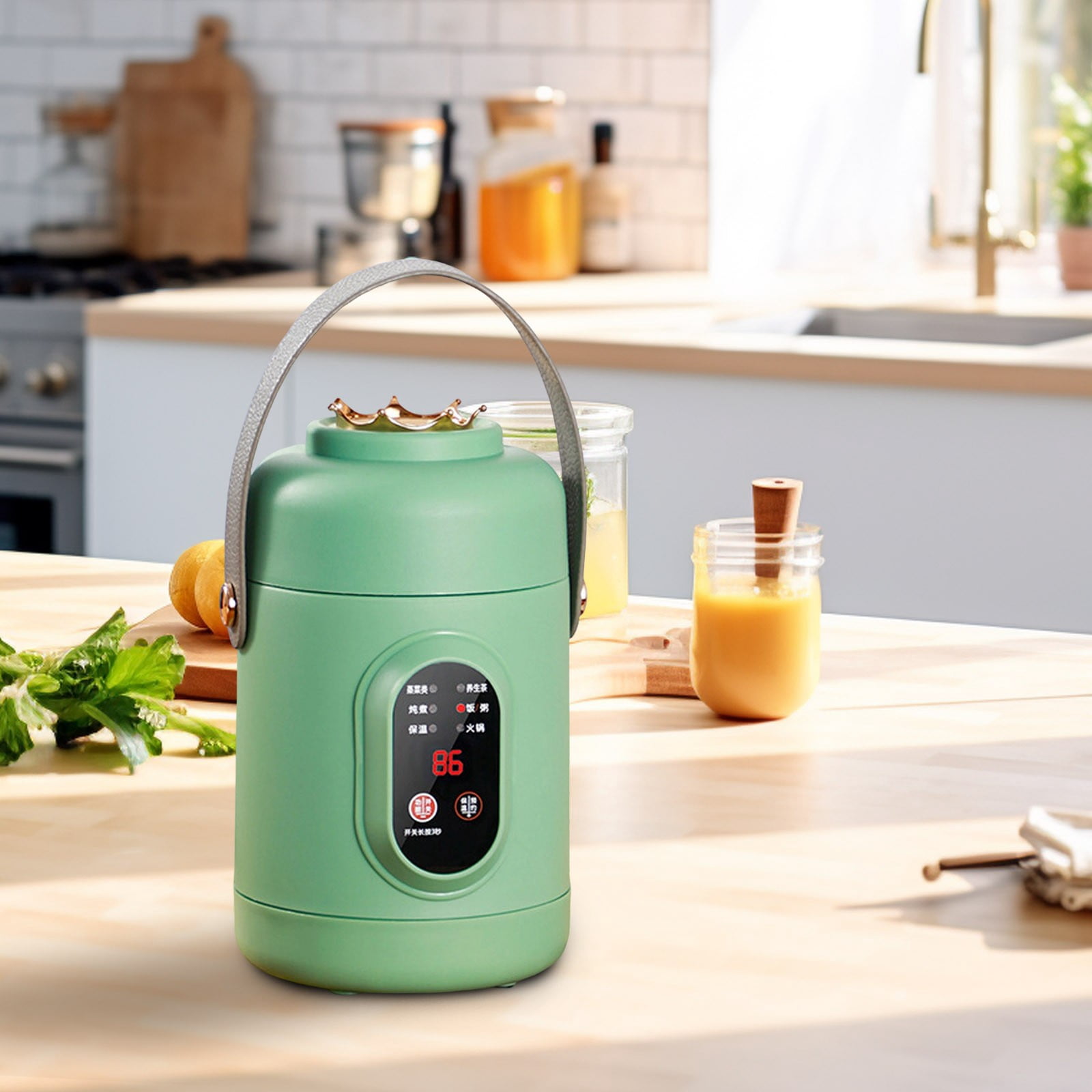 Multifunctional Portable Slow Cooker with Ceramic Glaze Inner Steamer for Cooking Soup Rice Porridge
