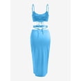 thumbnail image 3 of ZAFUL for Women Prom Dress or Cocktail Dress Evening Party Dress Sheeny Lace-up Ruched Slit Midriff Flossing Two Piece Dress Light Blue M, 3 of 5