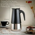 thumbnail image 5 of Mixpresso 6 Cup Greca Stovetop Espresso Maker 10oz, Moka Pot with Coffee Percolator Design, Stainless Steel Stove Top Coffee Maker for Camping or Home, Italian Coffee Maker Stovetop, Black Coffee Pot, 5 of 7