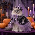 thumbnail image 4 of Halloween Cat Costume Witch Cloak Wizard Hat Pet Outfit for Cats Funny Dress Up Apparel for Halloween Parties Photos, 4 of 8