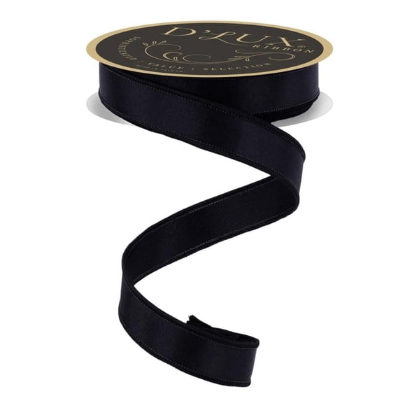 7/8in Satin Fused Ribbon: Black (10 Yards)