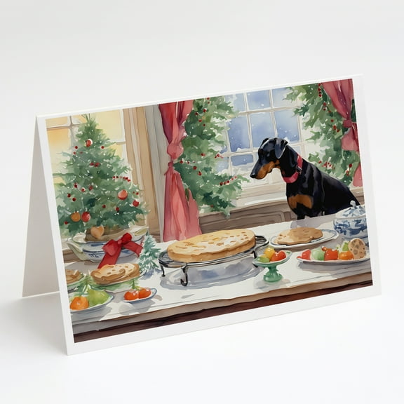 Doberman Pinscher Christmas Cookies Greeting Cards Pack of 8 7 in x 5 in