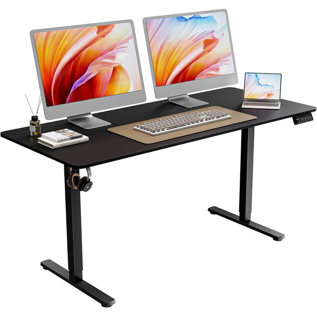 Electric Standing Desk Adjustable Height Electric Stand Up Computer Desk Ergonomic Sit Stand Desk with Computer Workstation Rustic