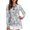 Blue Landscape Tree Print, variant on Jiueut Woman Polo Tops Activewear Moisture Wicking Versatile V Neck Pullover Quarter Zip Workout Tops Long Sleeves, Bluebird Floral Print, Size XX-Large