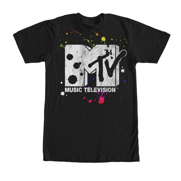 Men's MTV Paint Splatter Logo Graphic Tee Black Large