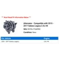 thumbnail image 2 of Alternator - Compatible with 2015 - 2017 Subaru Legacy 2.5L H4 2016, 2 of 2