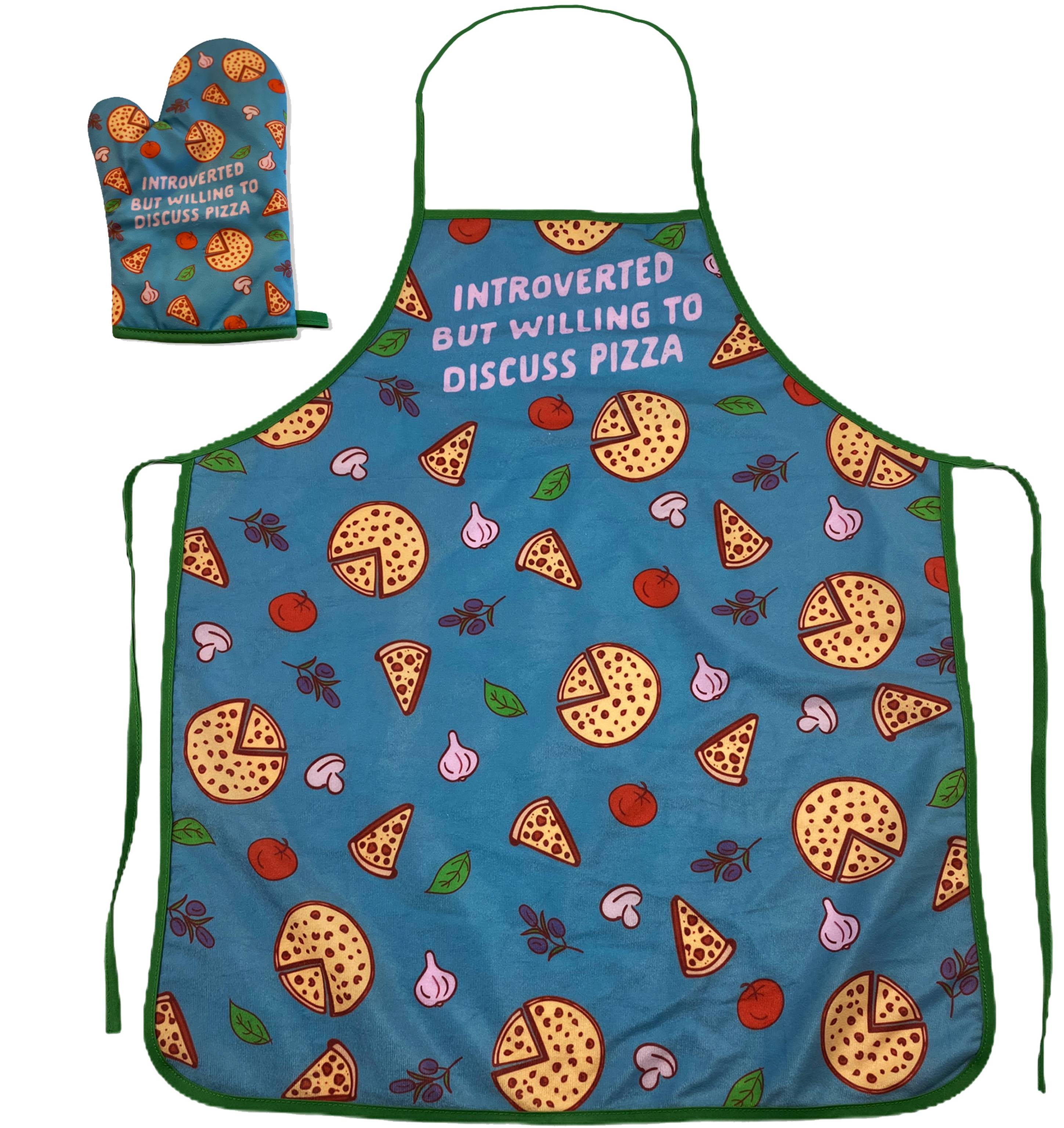 Introverted But Willing To Discuss Pizza Funny Baking Cooking Graphic  Kitchen Accessories (Apron) 