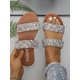 thumbnail image 1 of Women Rhinestone Decor Double Strap Flat Sandals, Brown Slide Sandals, 1 of 4