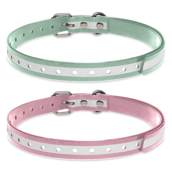 PetJoy Adjustable Girl Dog Collar，Pink Shock Collar Replacement Strap for Most of Training Collar，Waterproof TPU Collar Strap，Dog Collar for Small Medium Large Dogs,Pink Green