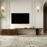 siu want Adjustable Walnut TV Stand with Storage for TVs Up to 100 - Modern Entertainment Center