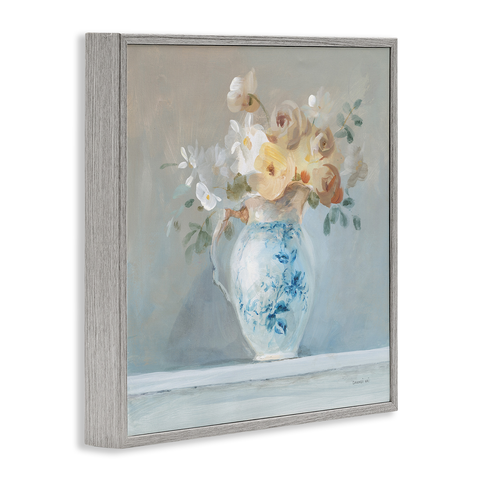 Stupell Industries Heirloom Flower Bouquet Botanical & Floral Painting Gray Framed Art Print Wall Art, 12 x 12