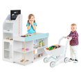 thumbnail image 1 of Gymax Kids Supermarket Shopping Set w/ Shopping Cart Blackboard LED Lights Interactive, 1 of 10