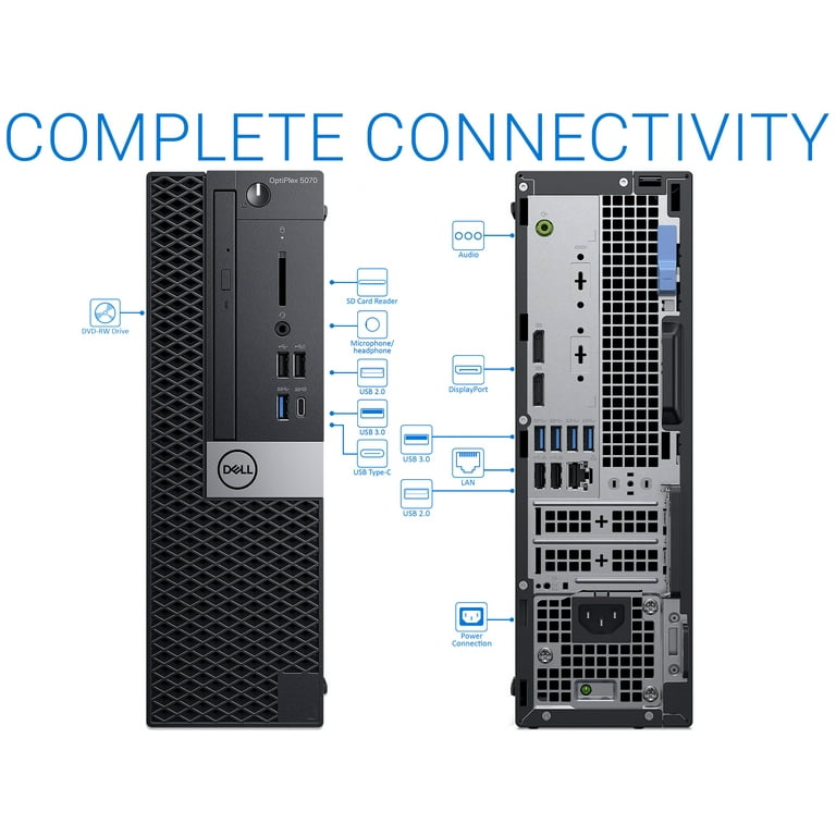 Dell OptiPlex 5070 Desktop, Intel Core i7-9700 Upto 4.7GHz, 16GB RAM, 256GB  NVMe SSD, DVDRW, DisplayPort, Wi-Fi, Bluetooth, Windows 10 Pro