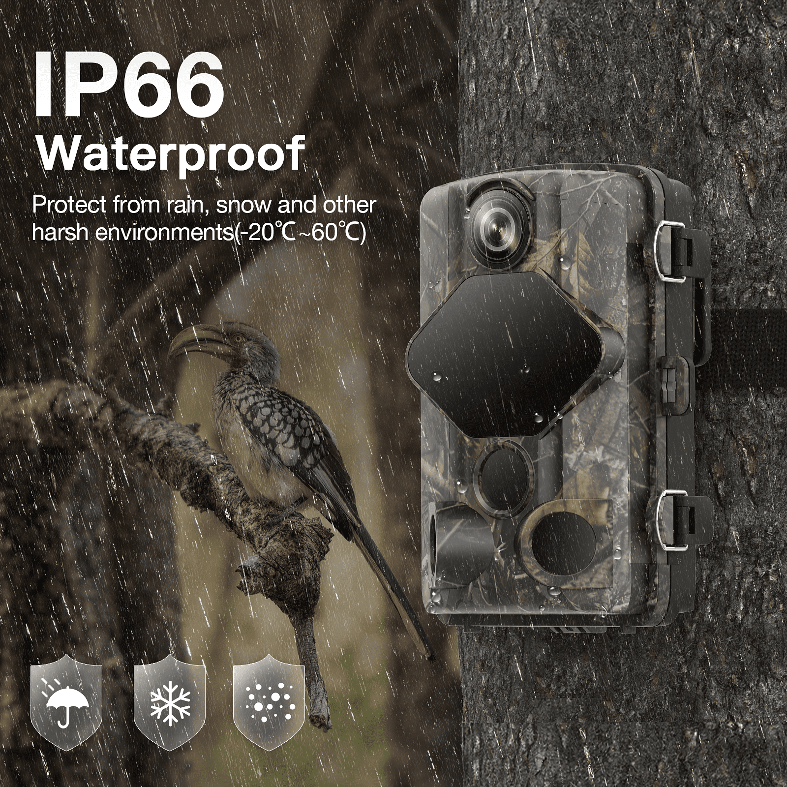 CAMPARK Native 4K 30fps WiFi Trail Camera 32MP Bluetooth Game Hunting Camera with 65FT Infrared Night Vision Motion Activated Waterproof 120° Wide Angle Wildlife Monitoring 2.4" LCD Deer Trail Cam