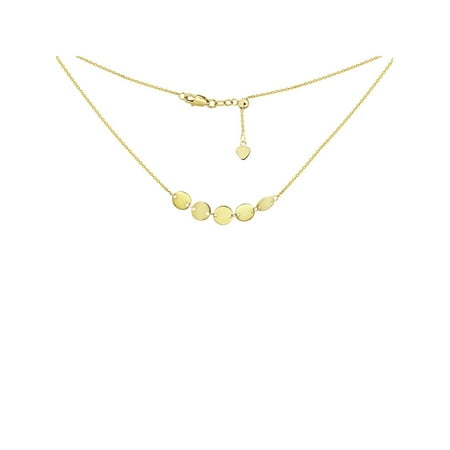 - Choker Necklace with Disks Chain 14k Yellow Gold - Adjustable