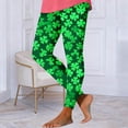 thumbnail image 2 of Ladies Leggings Cotton,Womens St. Patrick's Day Shamrock Leggings 3D Printed Irish Green Clover Leaves Pants High Waist Stretchy Soft Tights, 2 of 6