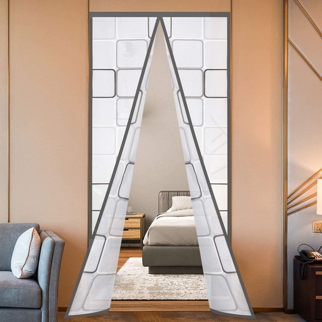 2 cortinas de puerta aisladas de 36.0 x 82.0 in, pantalla de puerta de EVA autosellante magnética térmica, para mantener el frío fuera de la puerta, cierre automático para cocina, dormitorio